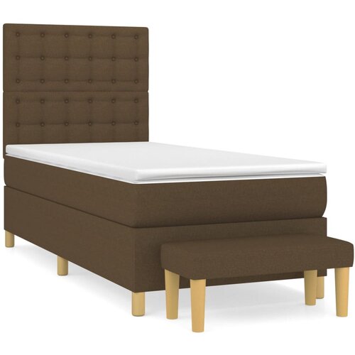 VidaXL Box spring postelja z vzmetnico temno rjava 100x200 cm blago, (20902452) Slike