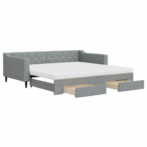 VidaXL izvlečna dnevna postelja s predali svetlo siva 100x200 cm blago, (20787828) Slike