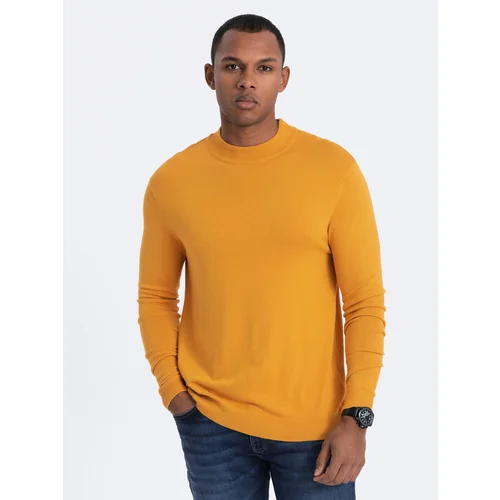 Ombre Men's knitted half turtleneck with viscose - mustard