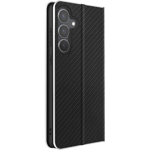 AVIZAR Folio torbica za Galaxy S25 FE, efekt karbona, kovinski okvir z držalom za kartice, Črna, (5000189049) Cene