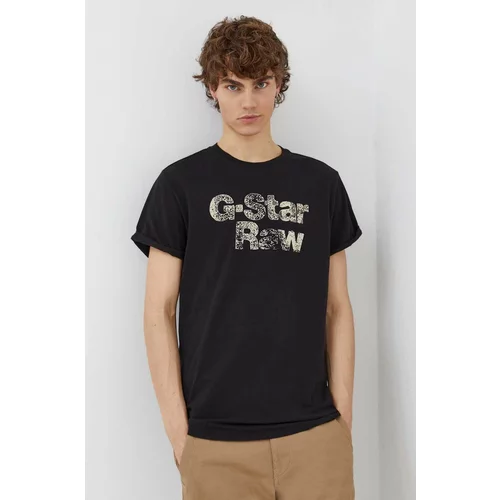 G-star Raw Bombažna kratka majica moški, črna barva