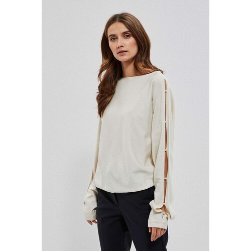 Marisse Sweater With Decorative Sleeves Z-Sw-3657 Off White Slike