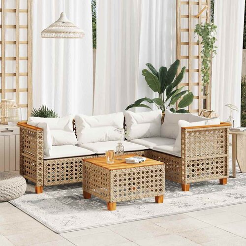  5-dijelni vrtni set sofa s jastucima bež od poliratana 55 x 55 x 36 cm Cijene