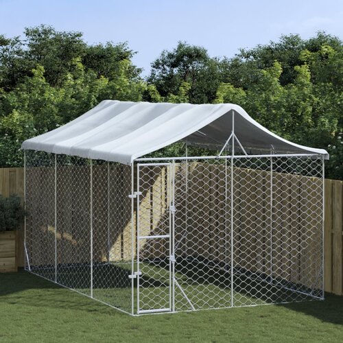 vidaXL Vanjski kavez za pse s krovom srebrni 3 x 4 5 x 2 5 m čelični Cijene