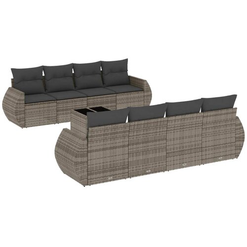  9-dijelni set vrtnih sofa od poliratana s jastucima sivi Slike