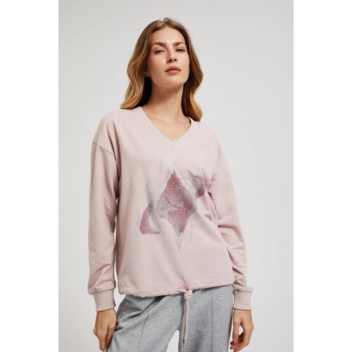 Moodo Women's sweatshirt with print and tie - pink Slike