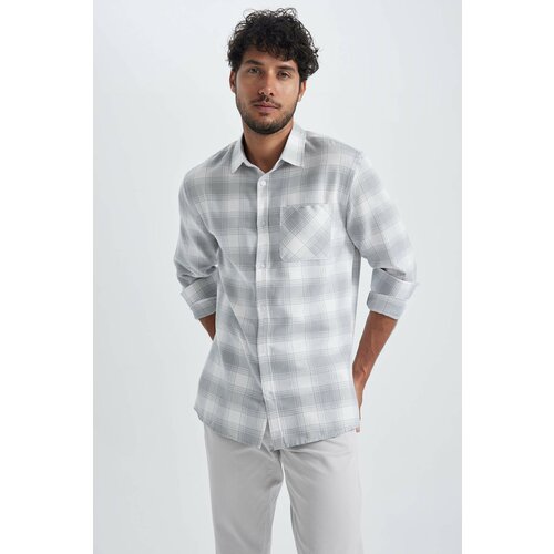 Defacto modern fit plaid long sleeve shirt Slike