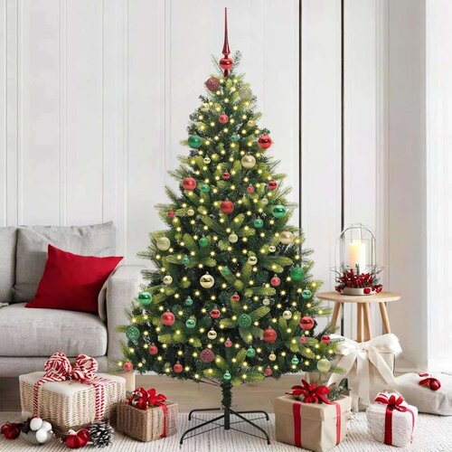 vidaXL Umjetno savitljivo božićno drvce 300 LED dioda Zelena 180 cm Cene