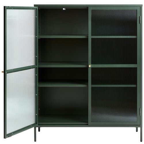 Unique Furniture Zelena kovinska vitrina Unique Furniture Bronco, vi&amp;scaron;ina 140 cm Slike