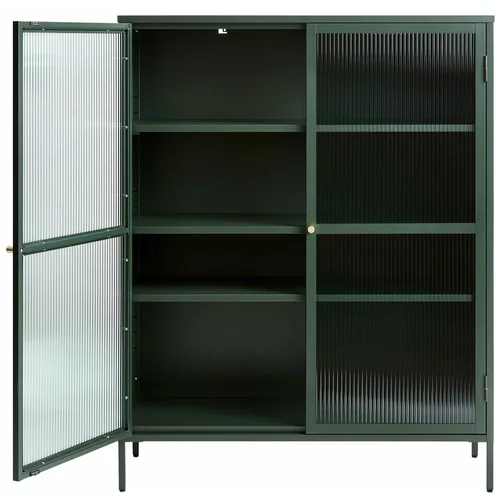 Unique Furniture Zelena metalna vitrina Bronco, visina 140 cm