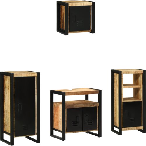  Set namještaja za kupaonicu 4 pcs Smeđa Čvrsto drvo manga Cijene