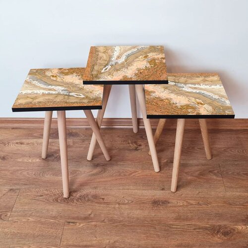Hanah home 3Shp77 - Orange OrangeWhiteBeige Nesting Table (3 Pieces) Cene