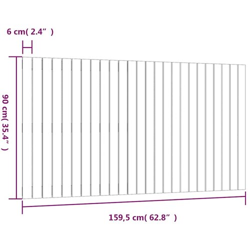 Zidno uzglavlje sivo 159,5x3x90 cm od masivne borovine Slike