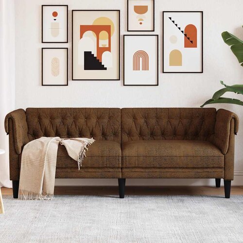 vidaXL Kavč trosed Chesterfield rjava tkanina Cene
