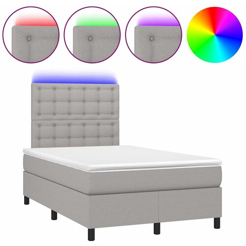  s oprugama i madracem LED svjetlosivi 120x190 cm tkanina Slike