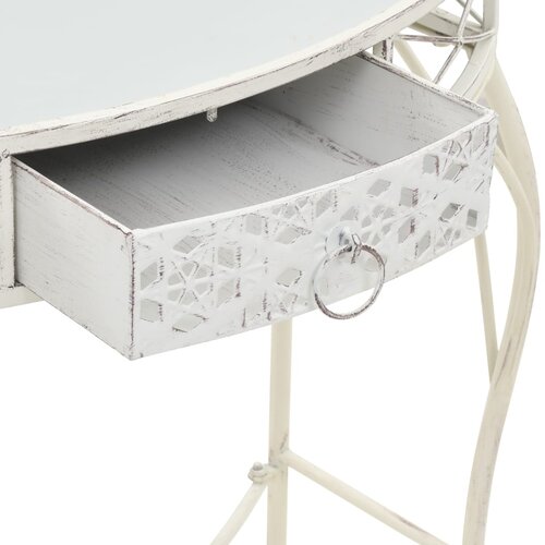  Bočni stolić u francuskom stilu metalni 82 x 39 x 76 cm bijeli Slike