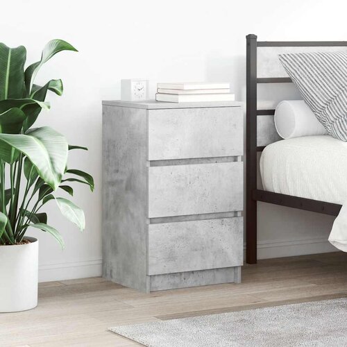 VidaXL Nočne omarice s 3 predali 2 kosa betonsko siva 39x35x65 cm Slike
