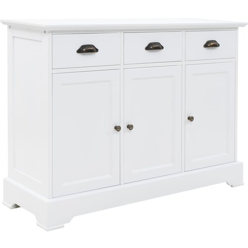 VidaXL Komoda s 3 vrati MDF in borovina 105x35x77,5 cm Slike