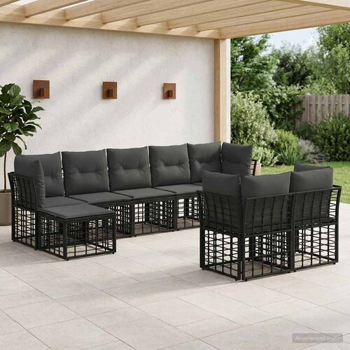  Set vanjskih sofa Crna i tamno siva Poliester Slike