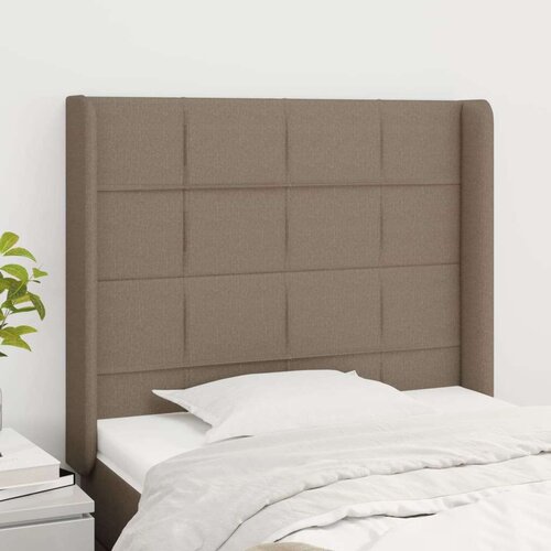  Vzglavje z u&amp;scaron;esi taupe 103x16x118/128 cm blago, (20952439) Slike
