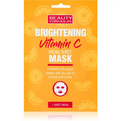 Beauty Formulas Vitamin C sheet maska za blistav ten s vitaminom C 1 kom