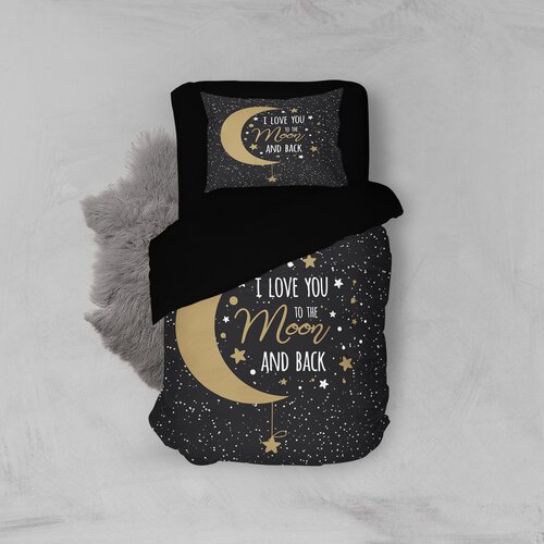MEY HOME posteljina i love you to the moon and back 3D 160x220cm crna Slike