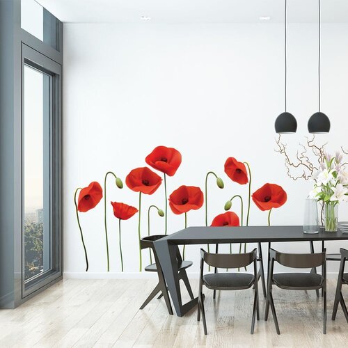 Ambiance Komplet stenskih nalepk Vermeil Poppies, 60 x 70 cm Cene