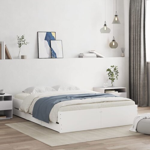 VidaXL Okvir kreveta s ladicama bijeli 150 x 200 cm konstruirano drvo Slike