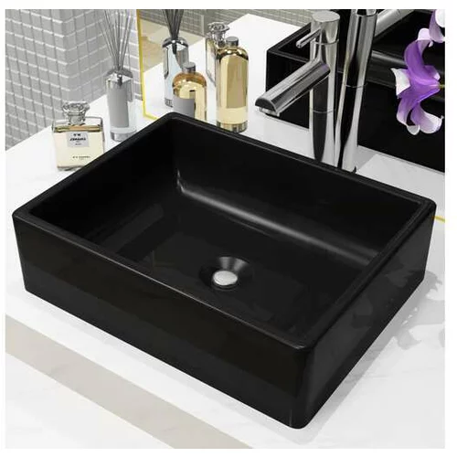  Keramični umivalnik pravokotne oblike črne barve 41x30x12 cm