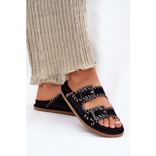 Boto Women's Sandals With Buckles And Decorative Stitching Black Visley Cijene