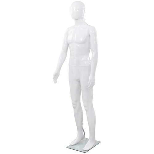vidaXL Celotna moška izložbena lutka s stekleno osnovo bela 185 cm Cene