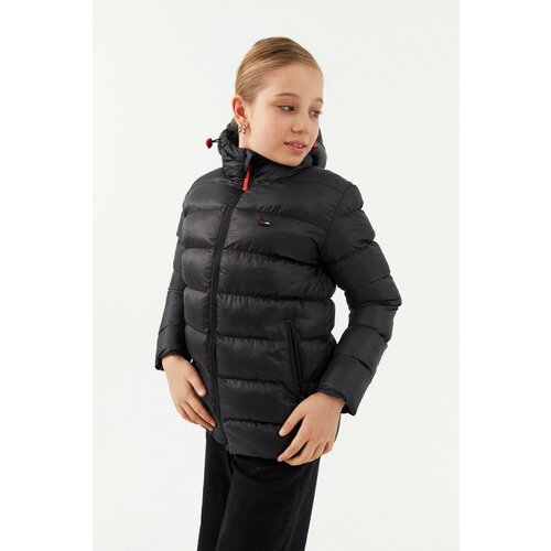 River Club Girls' Waterproof And Windproof Thick Lined Black Hooded Coat. Cene