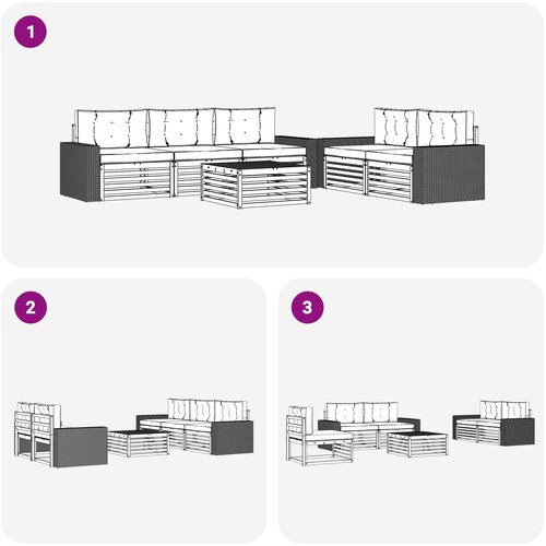  Set vanjskih sofa 6 kom. Prirodna i antracit Slike