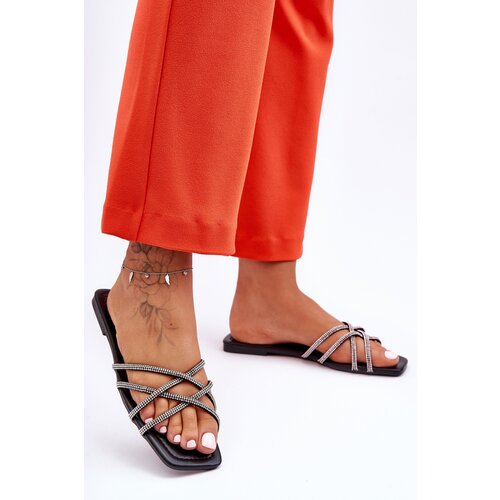 Kesi Women's Lace-up Sandals With Stripes And Jerseys Black Leomi Slike
