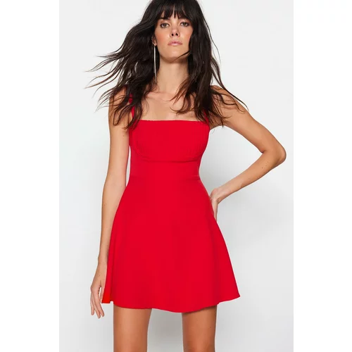 Trendyol Red Open Waist/Skater Woven Evening Dress