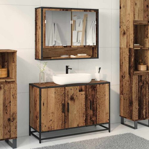 vidaXL set namještaja za kupaonicu 2 pcs staro drvo konstruirano drvo Cene