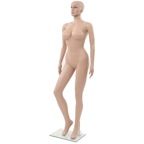  Seksi ženska lutka za izlog sa staklenim postoljem bež 180 cm Slike