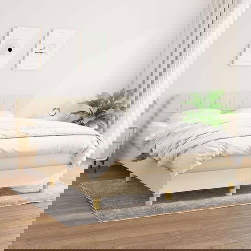  Box spring postelja z vzmetnico krem 140x200 cm blago, (20894372) Slike
