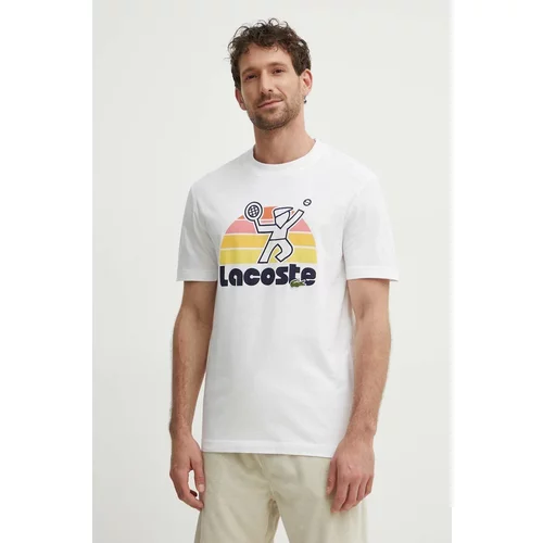 Lacoste Pamučna majica za muškarce, boja: bijela, s tiskom