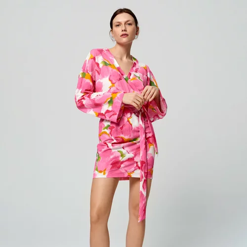 Sinsay - Mini obleka s cvetličnim vzorcem - Večbarvno