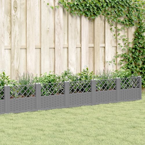 VidaXL Vrtna sadilica s klinovima svjetlosiva 363 5x43 5x43 5 cm PP Slike