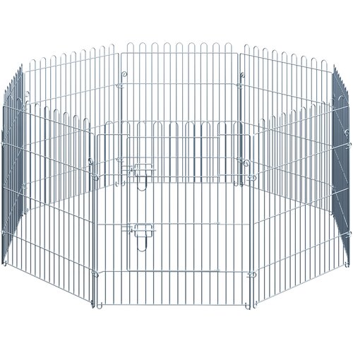 HOMCOM Otro&amp;scaron;ka ograja za kužke 8 panelov 63x76 cm srebrna, (5000234013) Slike