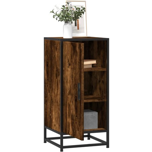 VidaXL Komoda dimljeni hrast 35,5x35x76 cm inženirski les in kovina Slike