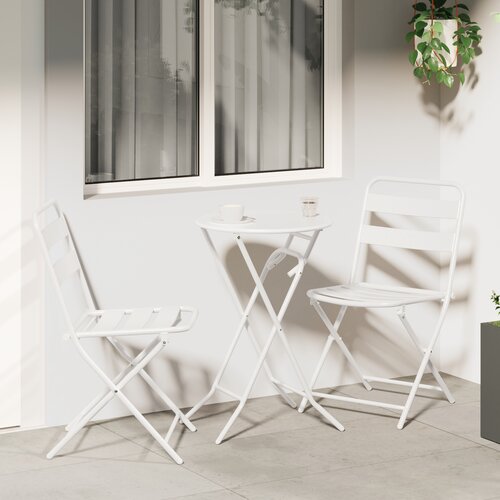 VidaXL 3-dijelni sklopivi bistro set bijeli čelik Slike