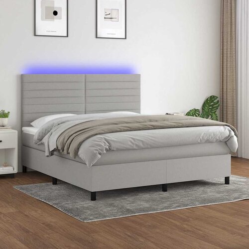  box spring s madracem LED svjetlosivi 180x200 cm tkanina Cijene