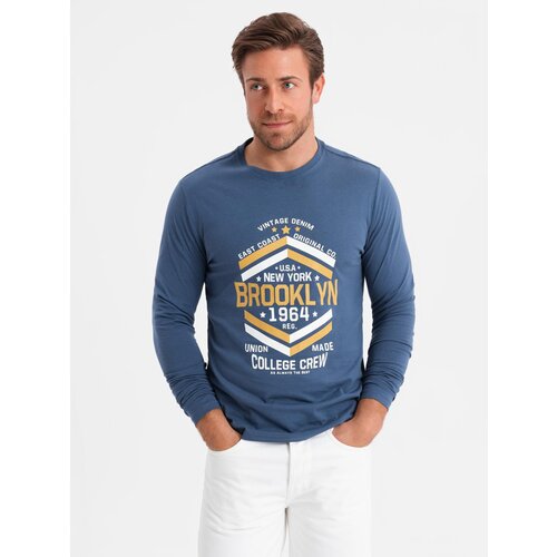 Ombre Men's collegiate style printed longsleeve - blue Cijene