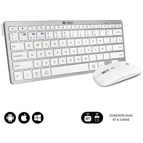 Subblim Kombinirano tipkovnico Multidispositive Compact Silver/White Bluetooth, (20605506) Cene