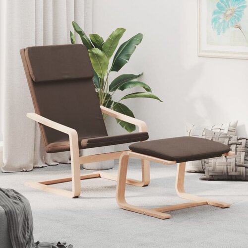 The Living Store Stol za sproščanje s stolčkom za noge temno rjavo blago - Stol Za Sproščanje S Stolčkom Za Noge, (21420343) Cene