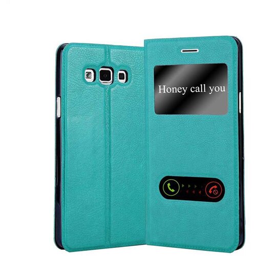 Cadorabo Samsung Galaxy A7 2015 v mint turquoise - Za&scaron;čitni ovitek z magnetnim zapiranjem, stoječo funkcijo in 2 okencema za gledanje, (20561196) Cene