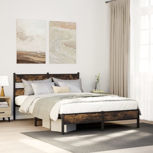 VidaXL Okvir kreveta bez madraca s uzglavljem boja hrasta 160x200 cm Slike